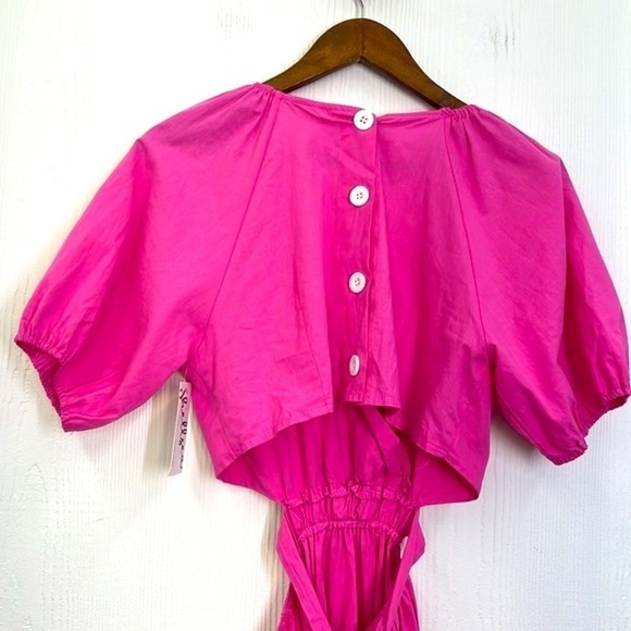 C+D+M - Bright Bold Barbie Pink Cutout Button Closure Maxi Dress Size Small - Picture 11 of 12